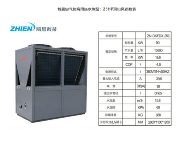 智恩空氣能熱泵25P商用熱水機